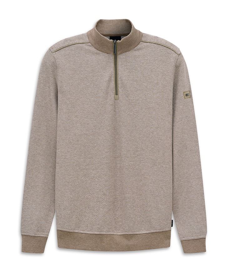 Heren trui met rits beige