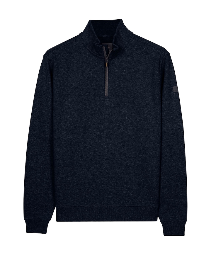 Heren trui met rits blauw