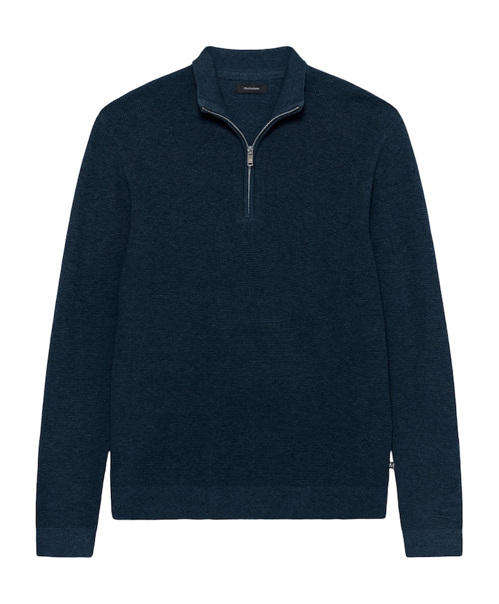 Heren trui met rits blauw
