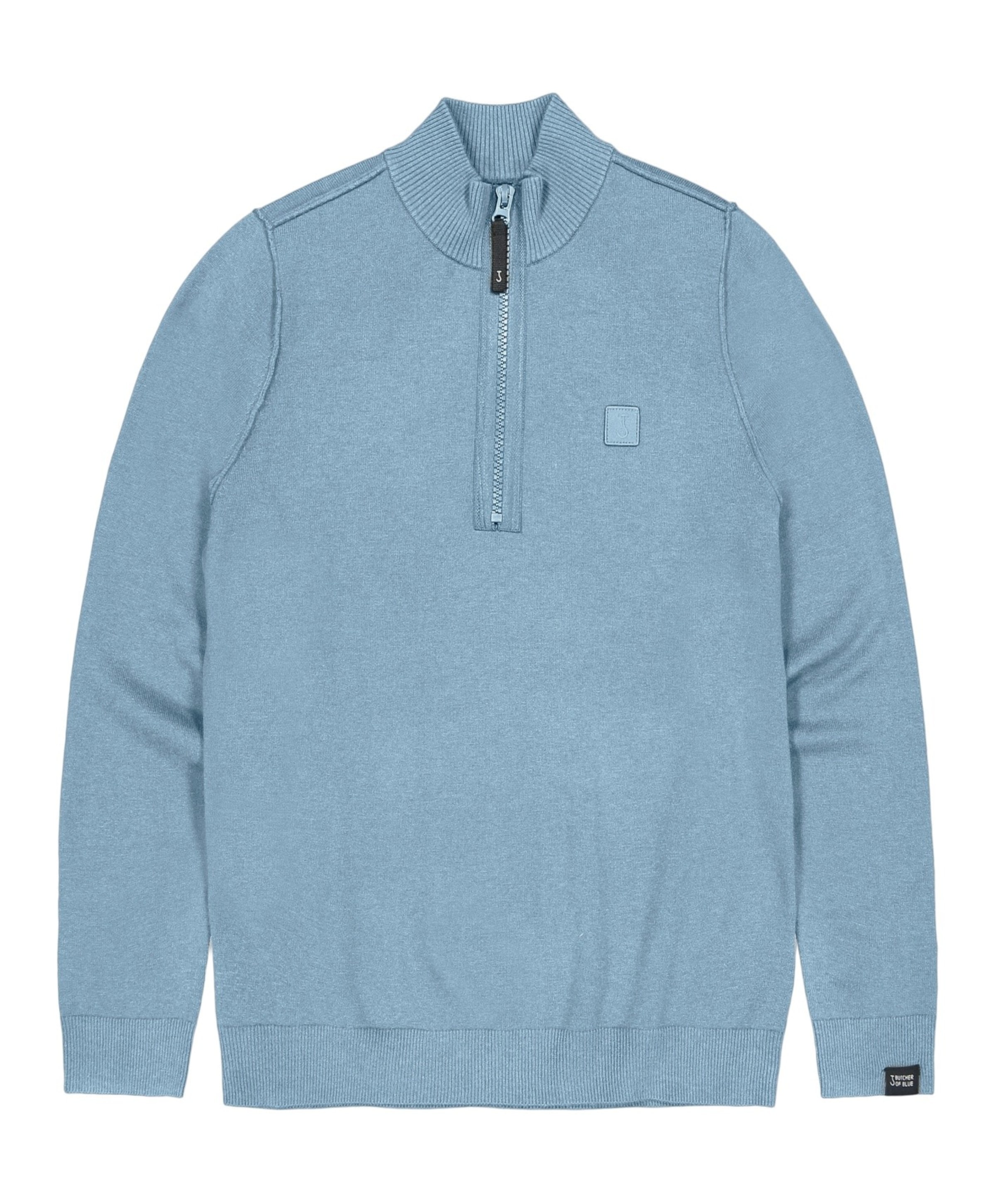 Heren trui met rits blauw