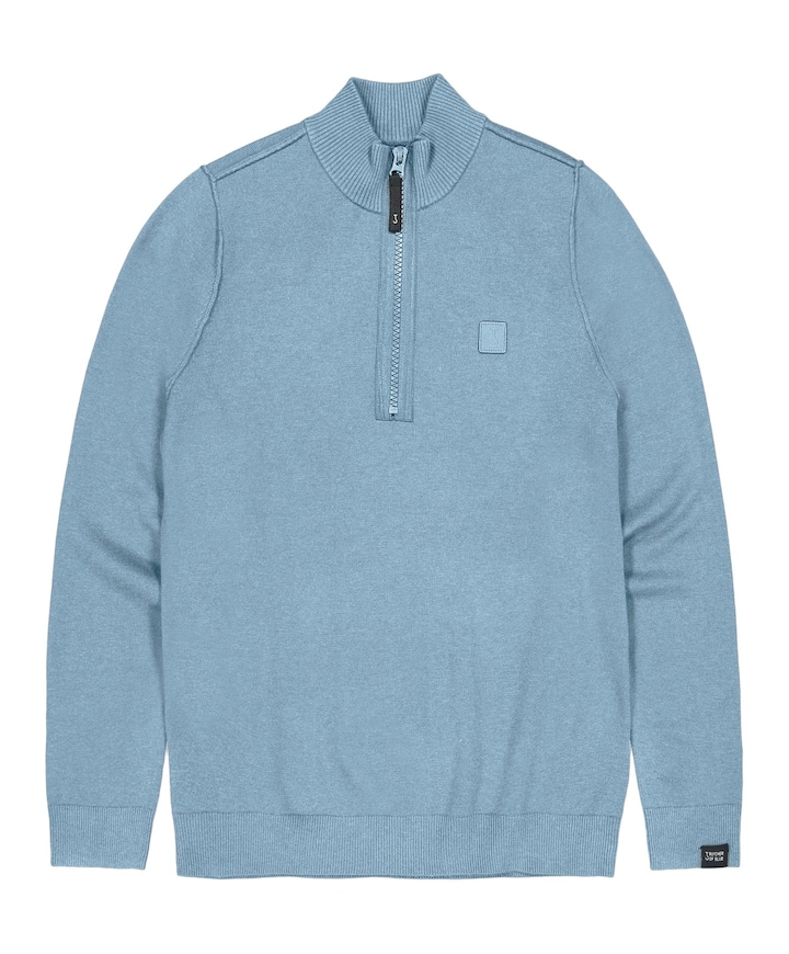 Heren trui met rits blauw