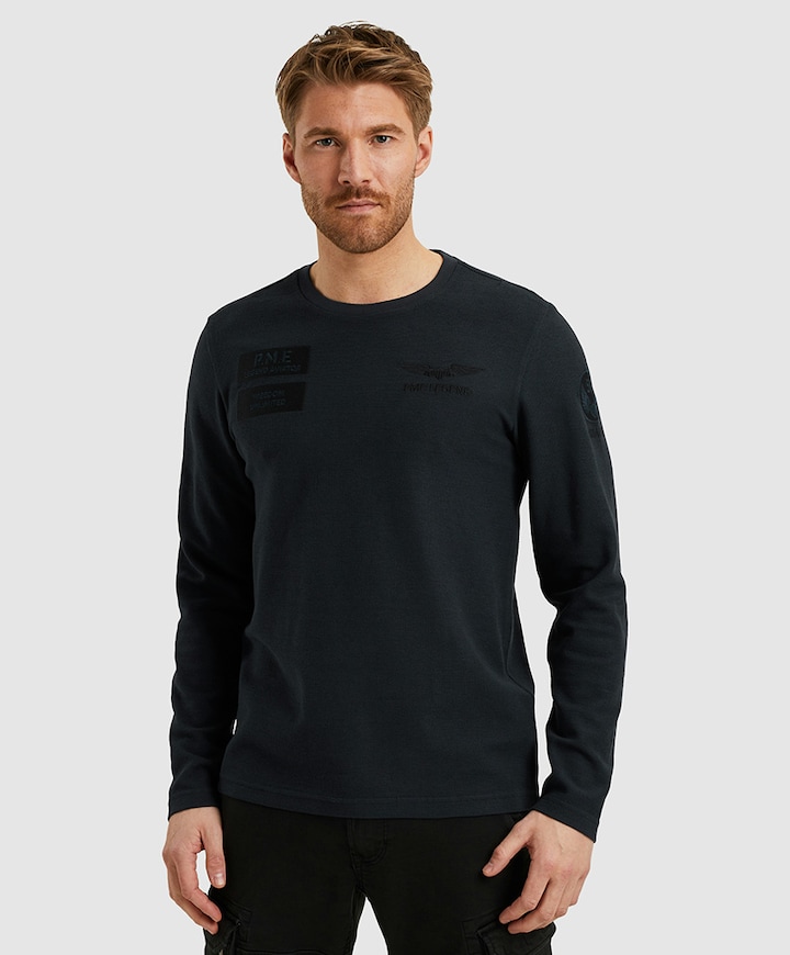 Heren longsleeve blauw