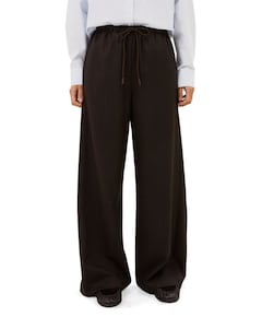 pelle pinstripe dames broek bruin