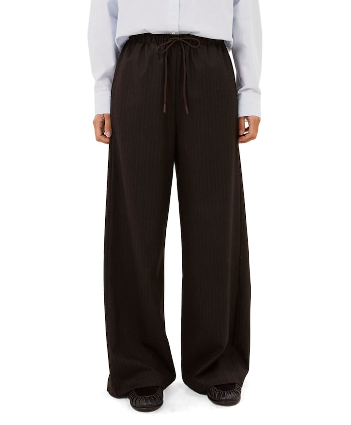 pelle pinstripe dames broek bruin