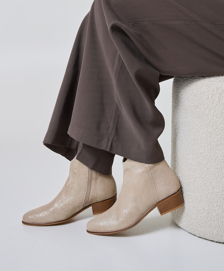 dames enkellaarzen beige