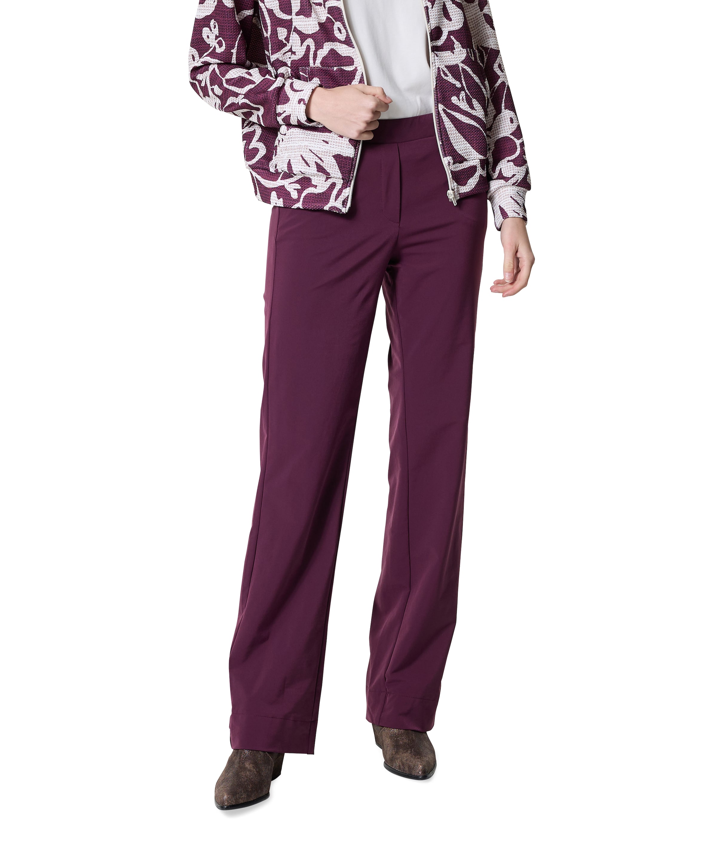 Wide leg travel broek bordeaux