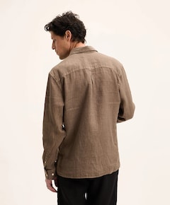 Heren overhemd lange mouw beige
