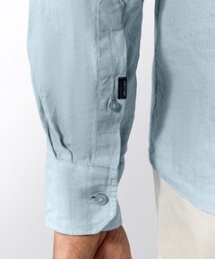 Heren overhemd lange mouw blauw