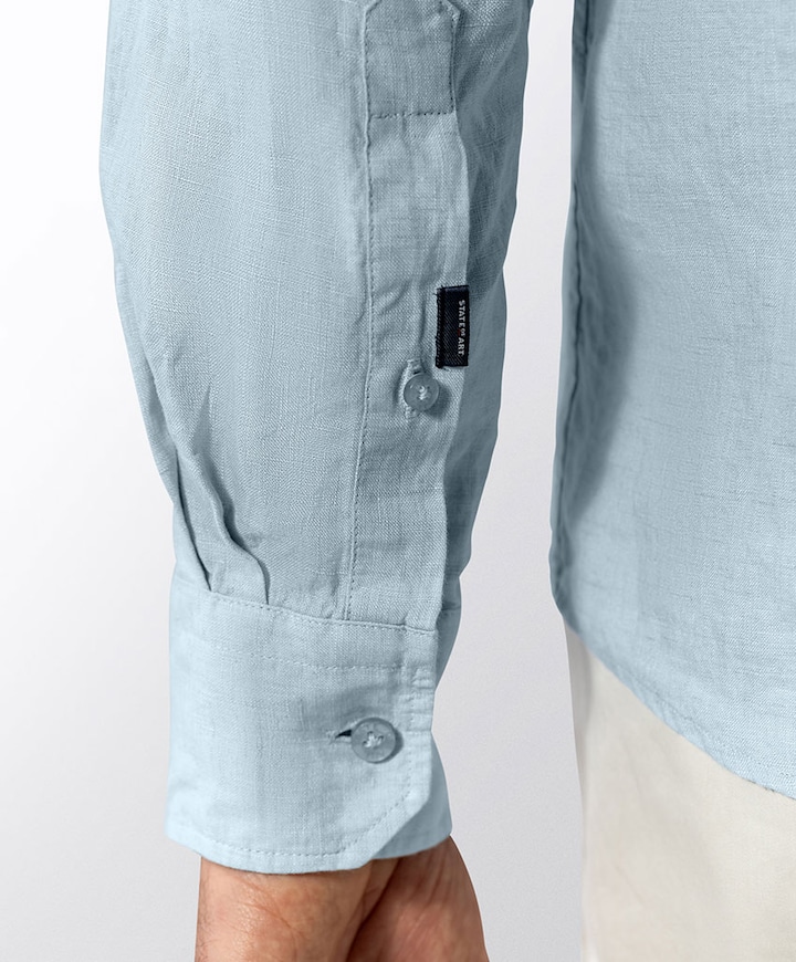 Heren overhemd lange mouw blauw