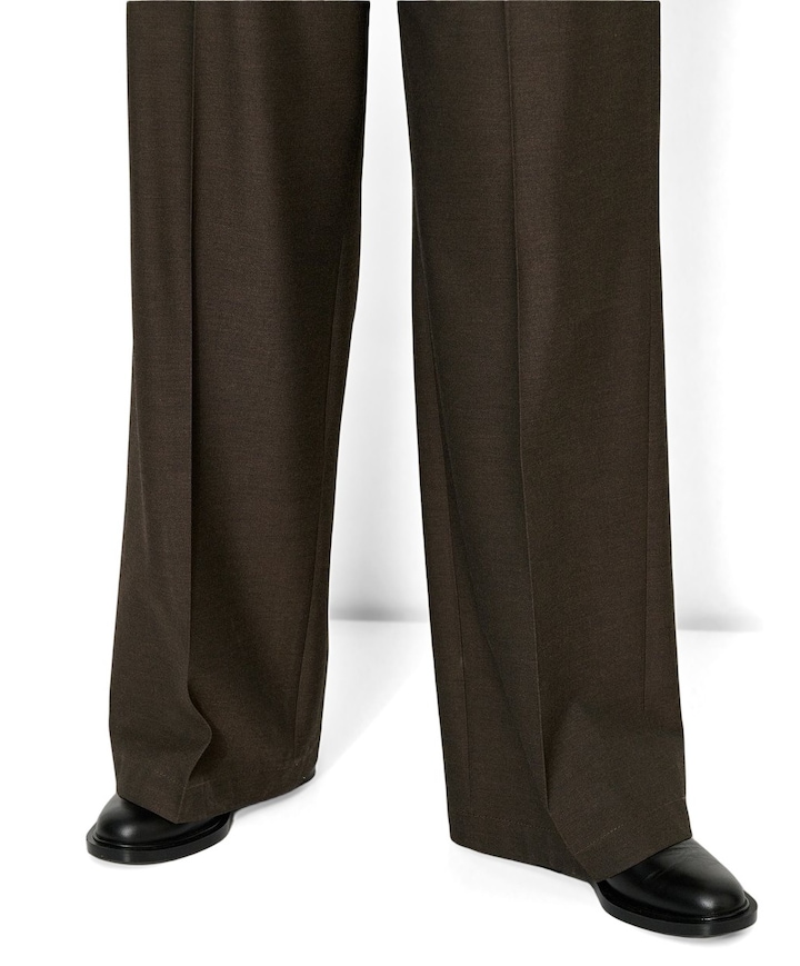 Mara Wide Leg Pleat dames broek bruin