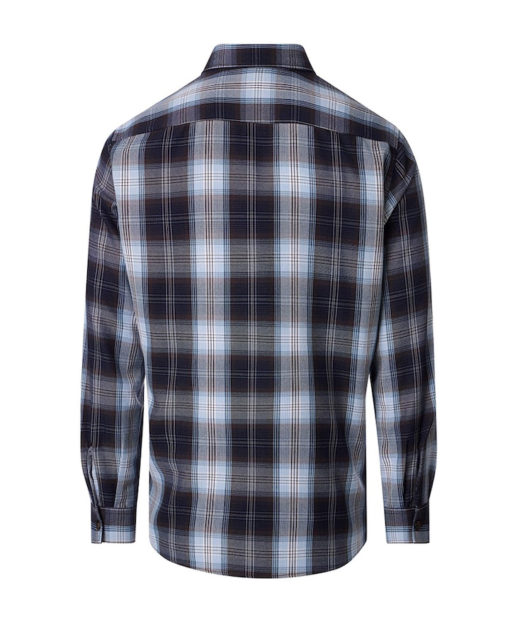 Heren overhemd lange mouw bruin