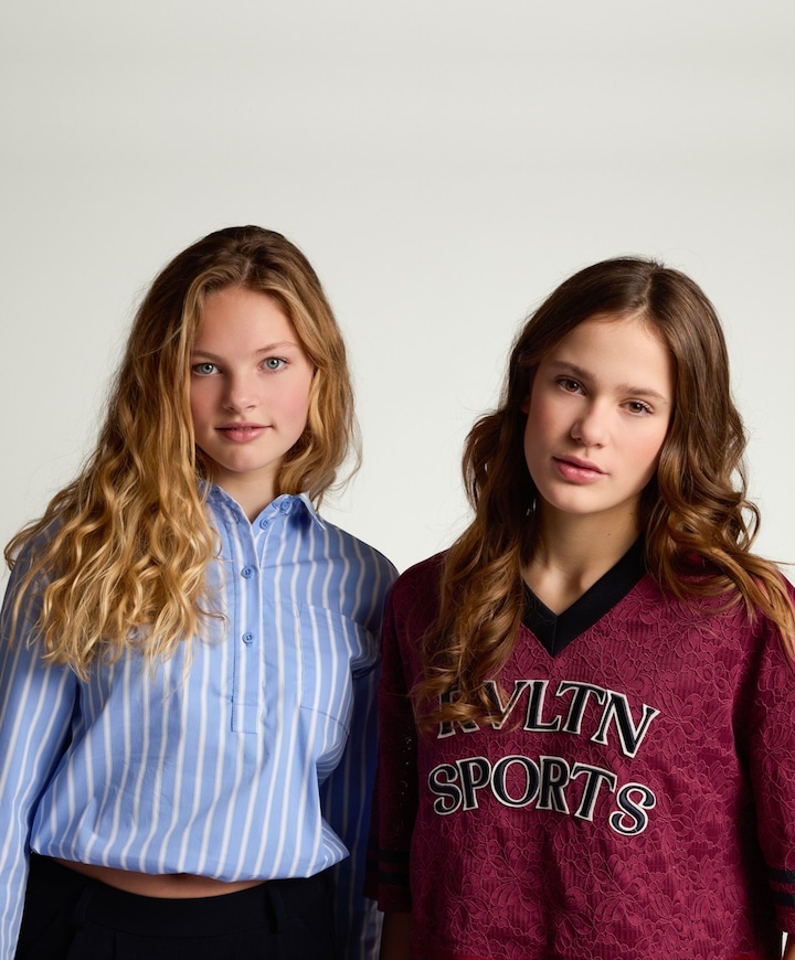 Meisjes blouse lange mouw blauw
