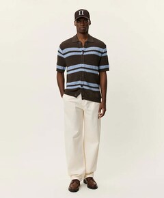 Heren overhemd korte mouw bruin