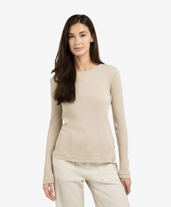 Dames longsleeve ecru