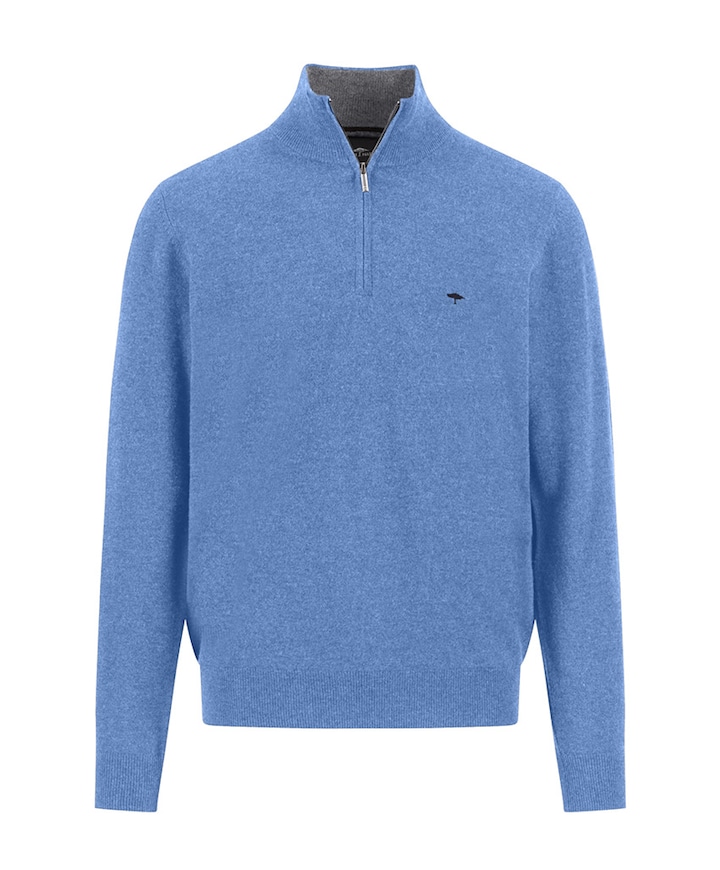 Heren trui met rits blauw