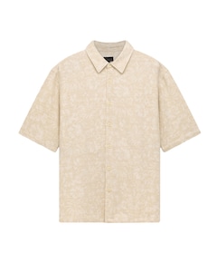 Heren overhemd korte mouw beige