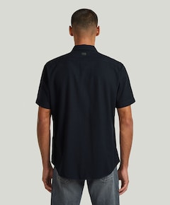 Heren overhemd korte mouw blauw