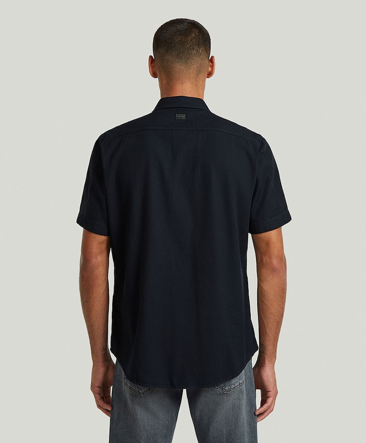 Heren overhemd korte mouw blauw