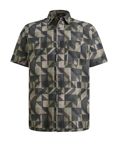 Heren overhemd korte mouw blauw