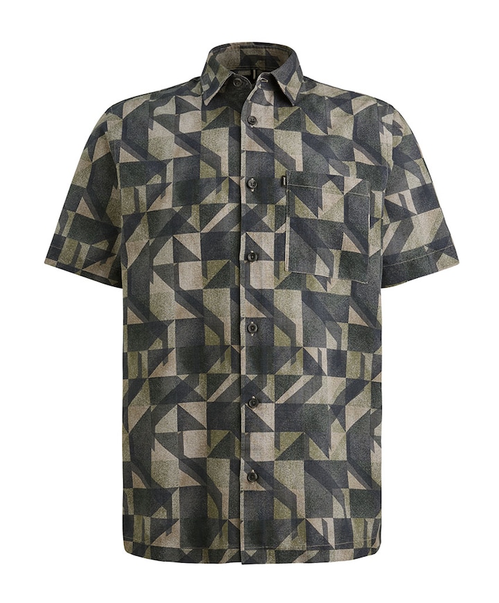 Heren overhemd korte mouw blauw