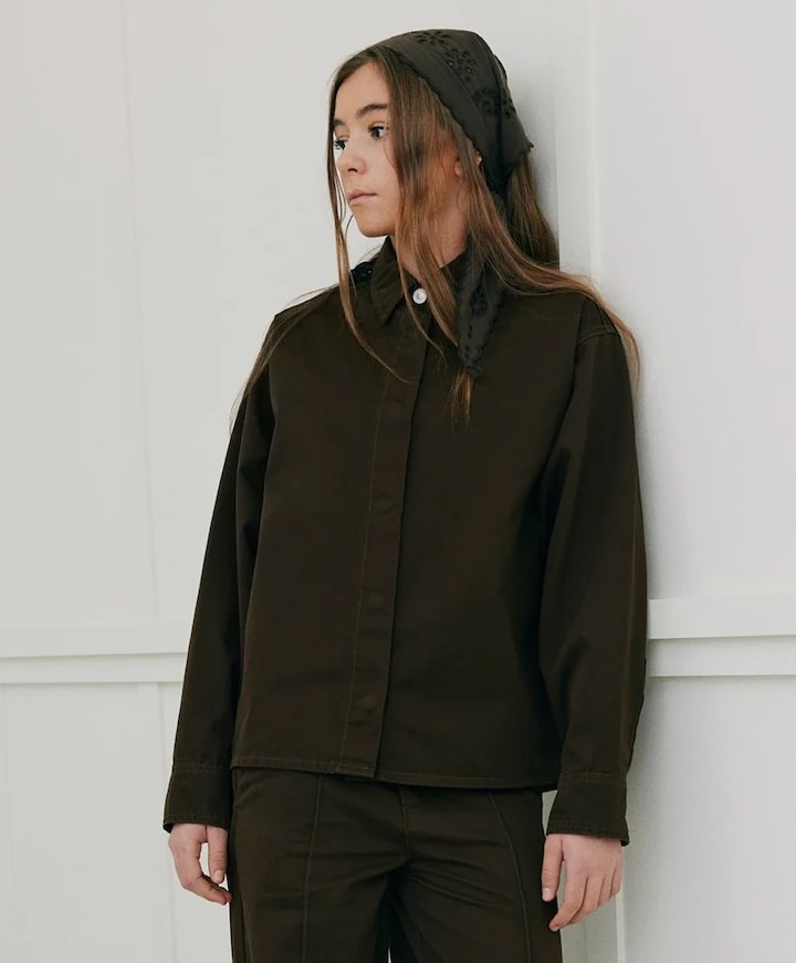 Meisjes blouse lange mouw bruin