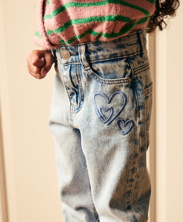 Denim Mom Fit Heart meisjes jeans blauw