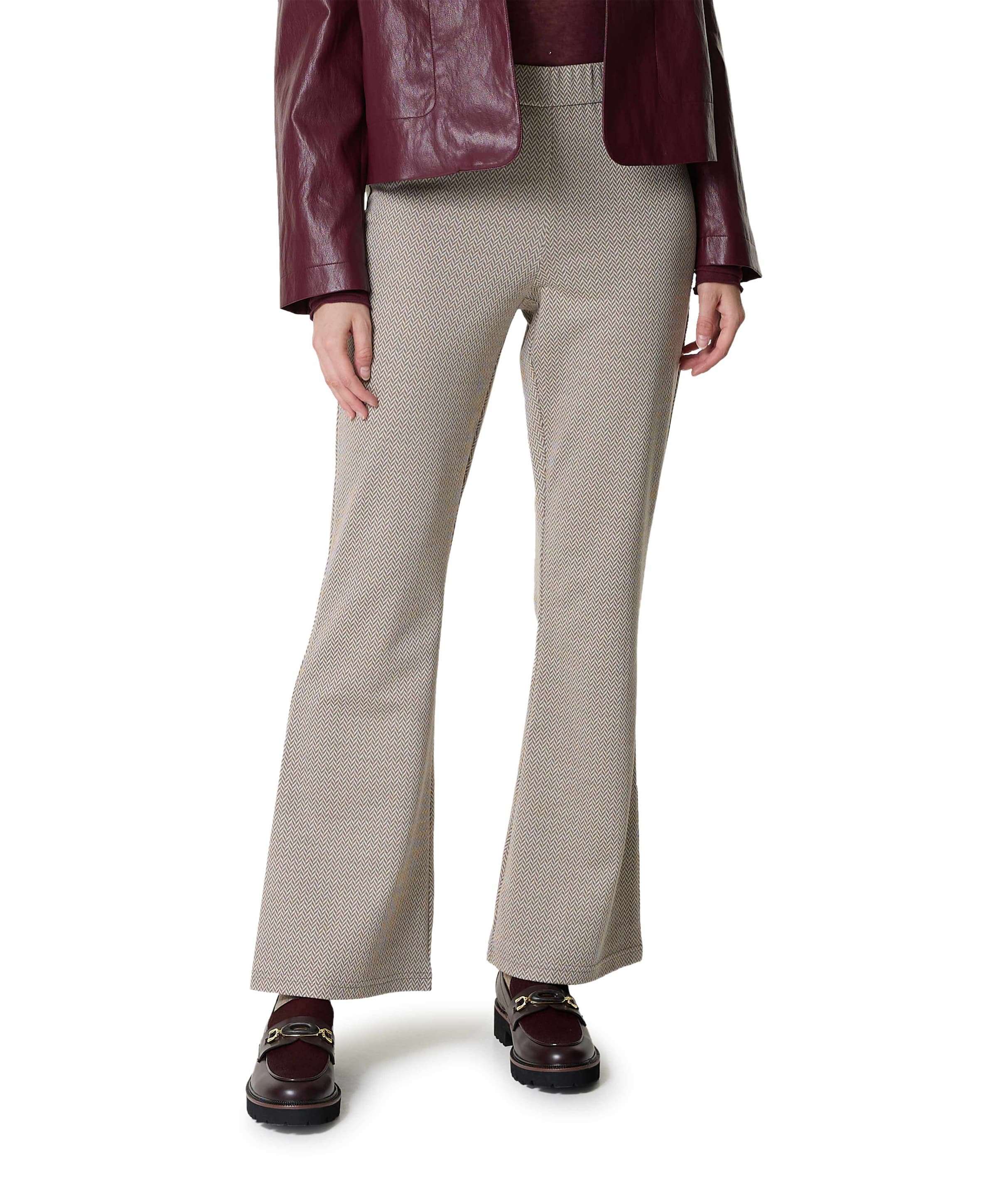 Flaired dames broek beige