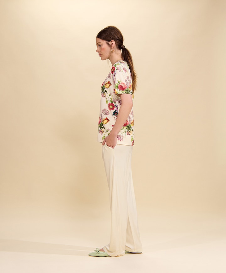 Dames pyjamatop ecru