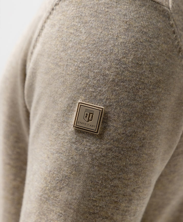 Heren trui met rits beige