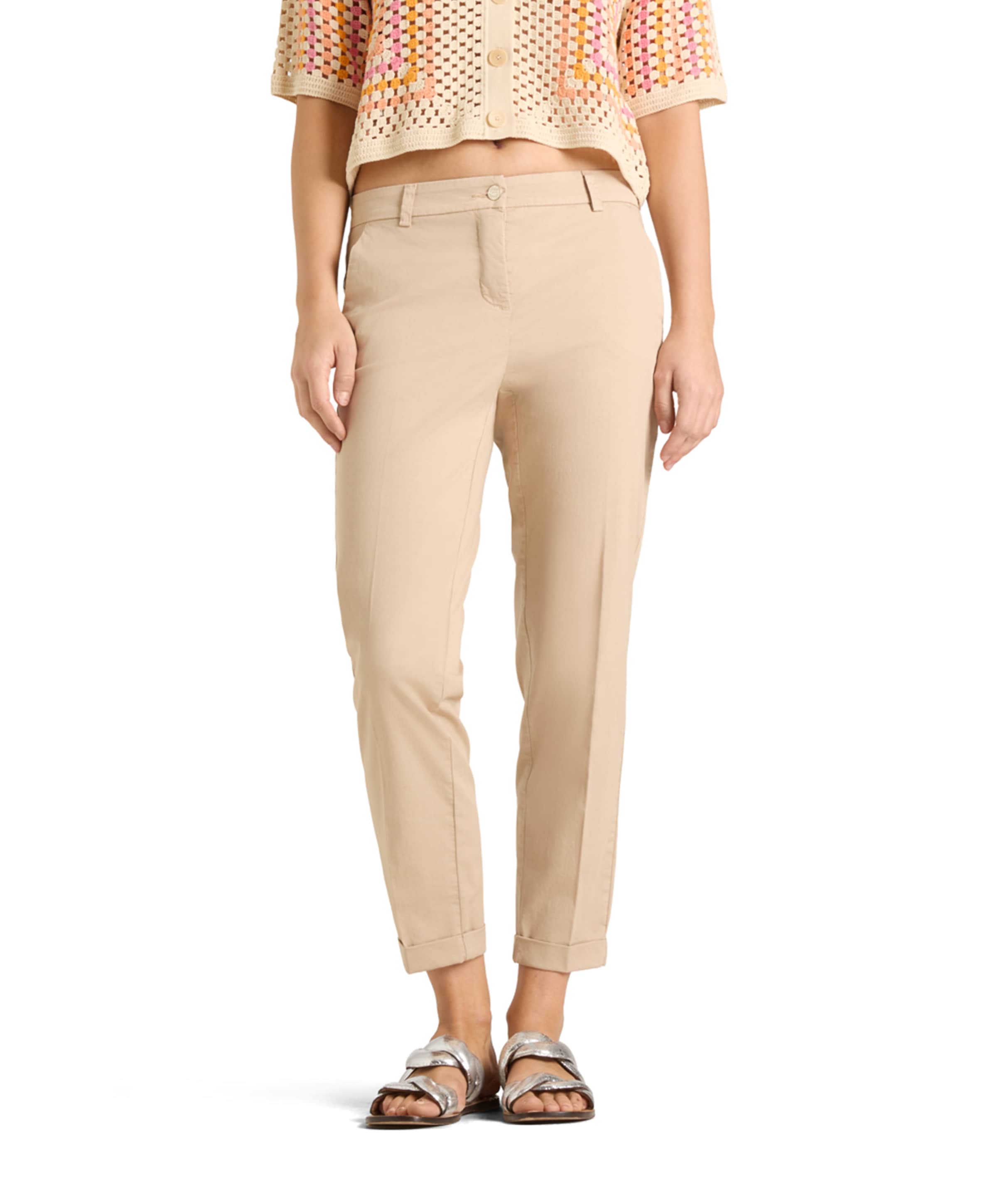 Karina turn-up dames broek beige