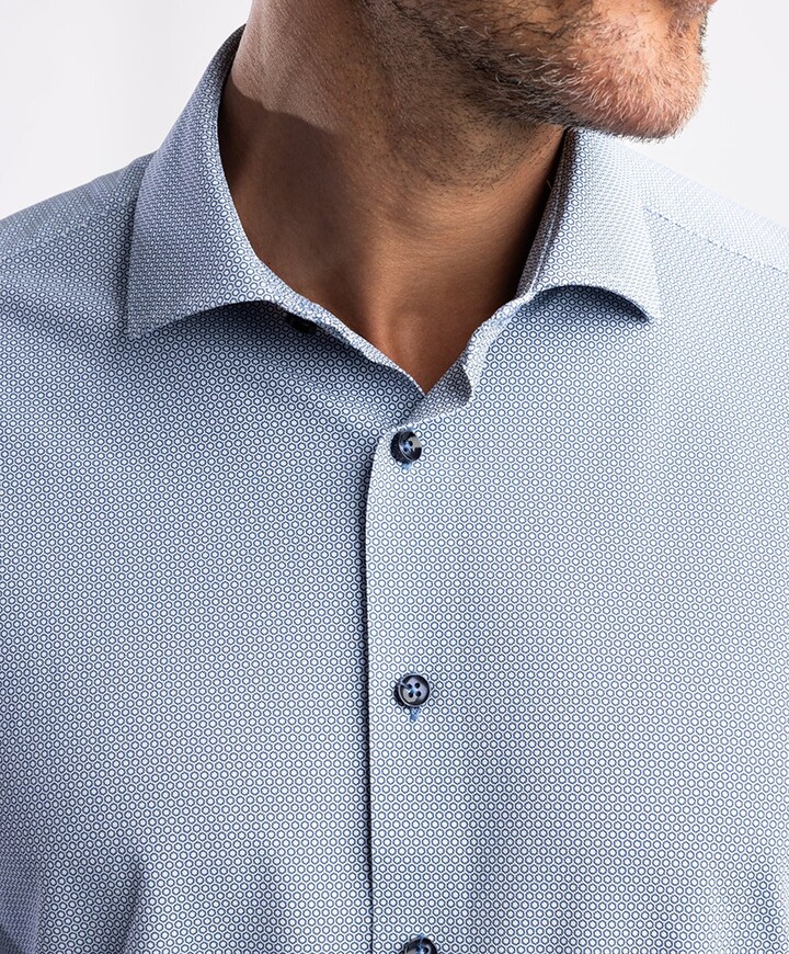 Heren overhemd lange mouw blauw