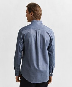 Heren overhemd lange mouw blauw