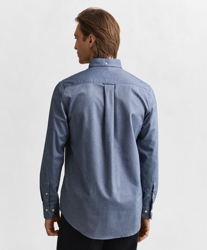 Heren overhemd lange mouw blauw