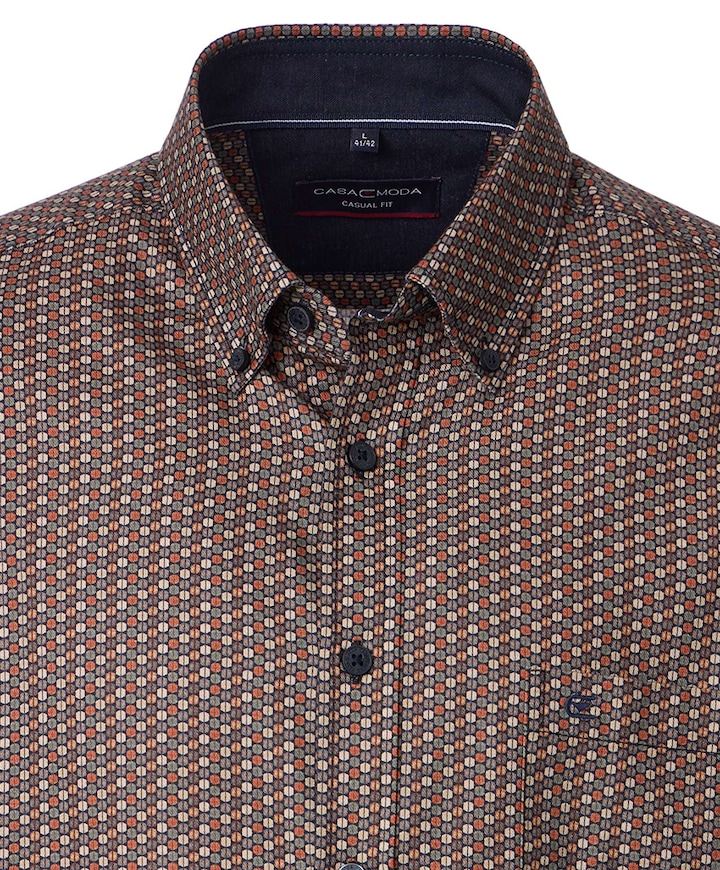 Heren overhemd lange mouw bruin