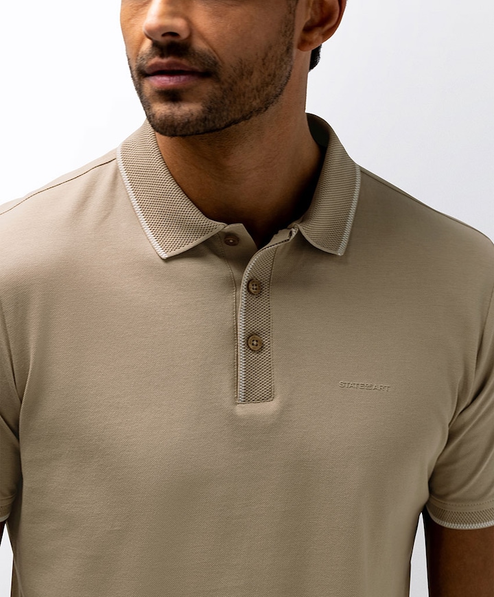 Heren polo beige