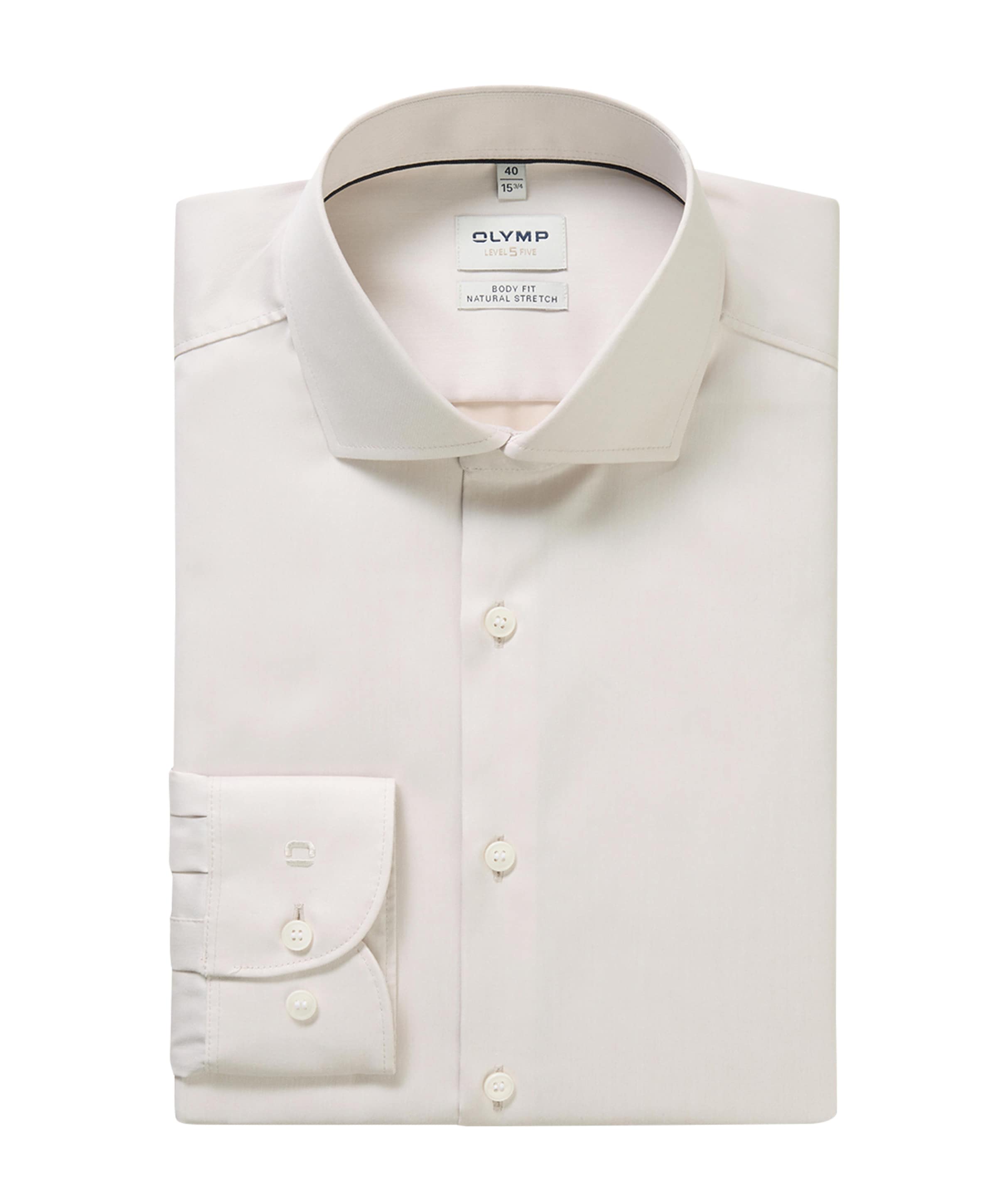 Heren overhemd lange mouw beige