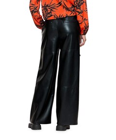 PU wide leg broek zwart