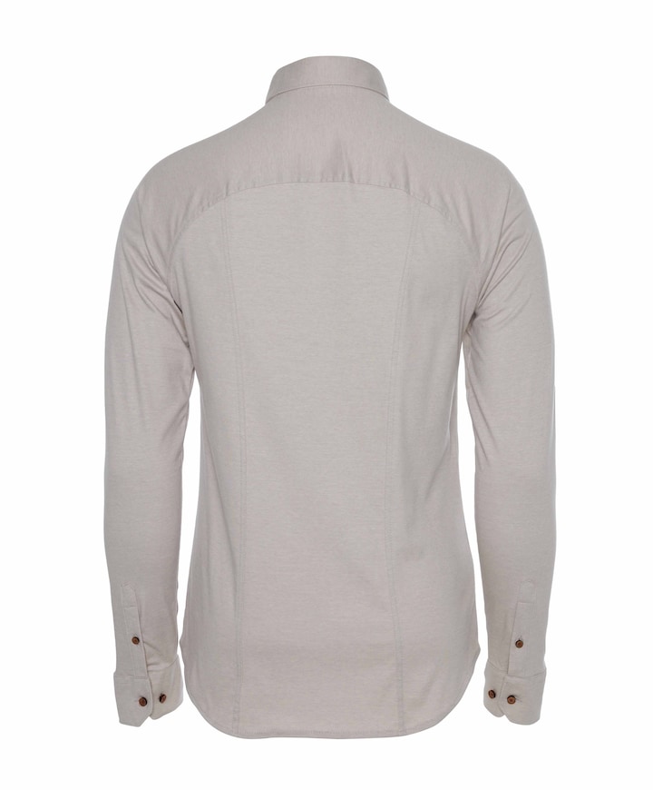 Heren overhemd lange mouw beige