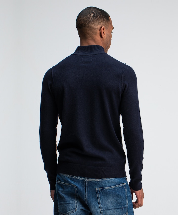 Heren trui met rits blauw