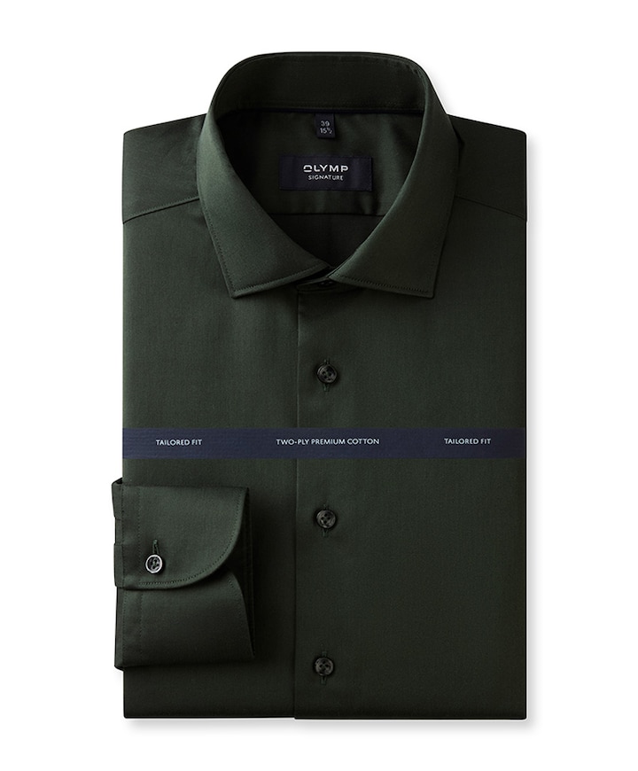 Heren overhemd lange mouw groen