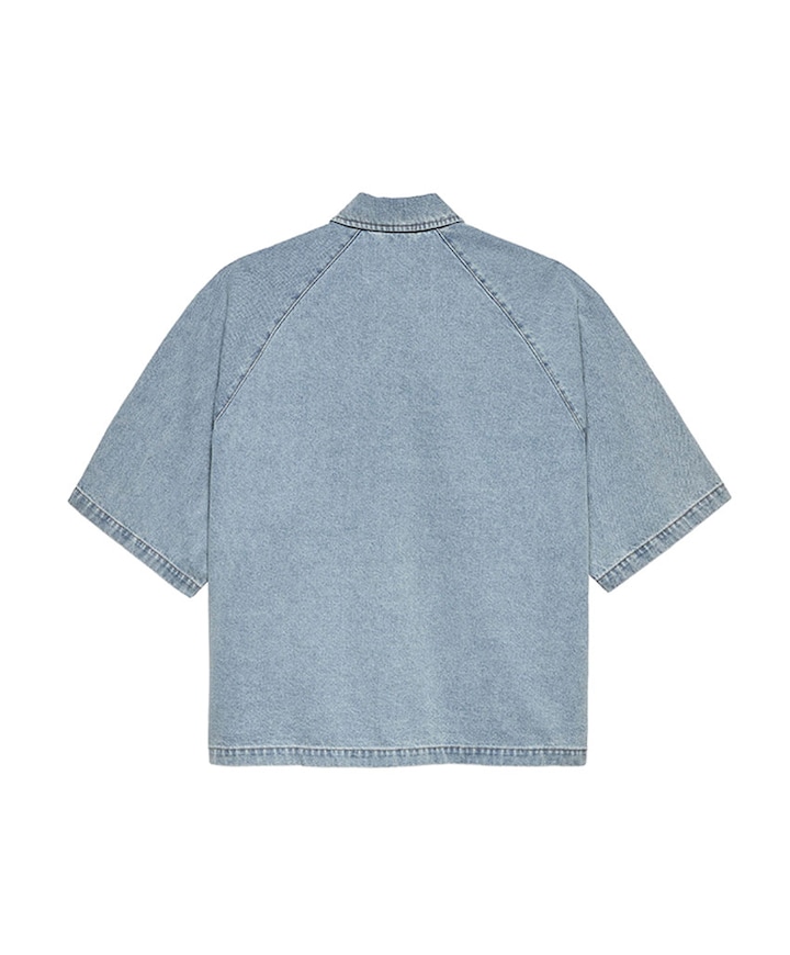 Heren overhemd korte mouw blauw