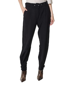 Bandjes bij de zoom dames broek zwart