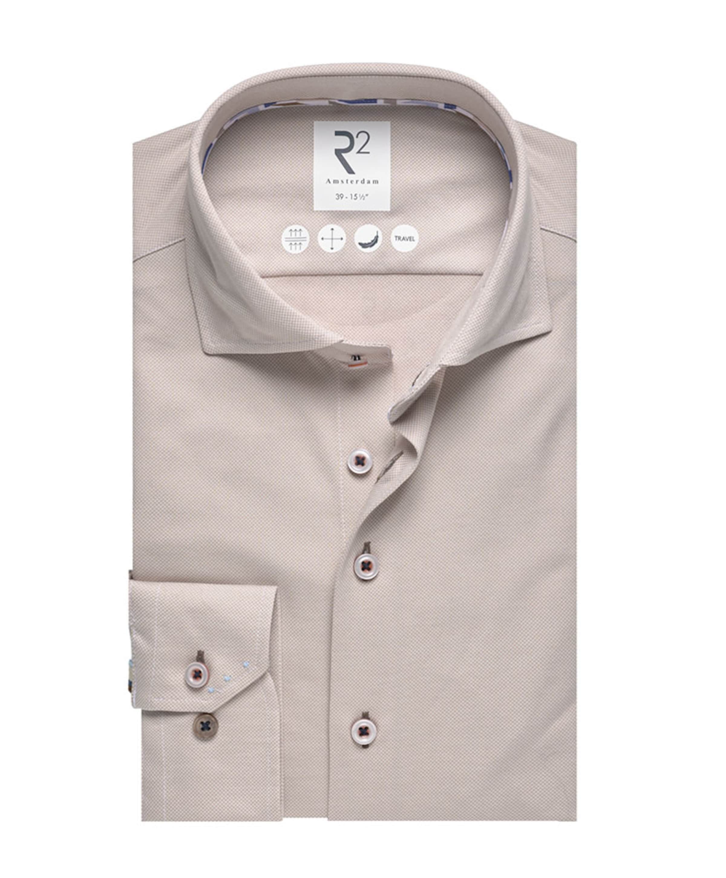 Heren overhemd extra lange mouw beige