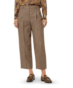 Glencheck-Tapered-Pants dames broek beige