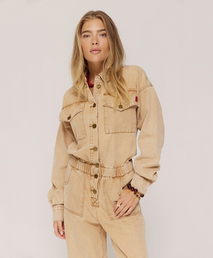 JACKY-JS dames jumpsuit beige