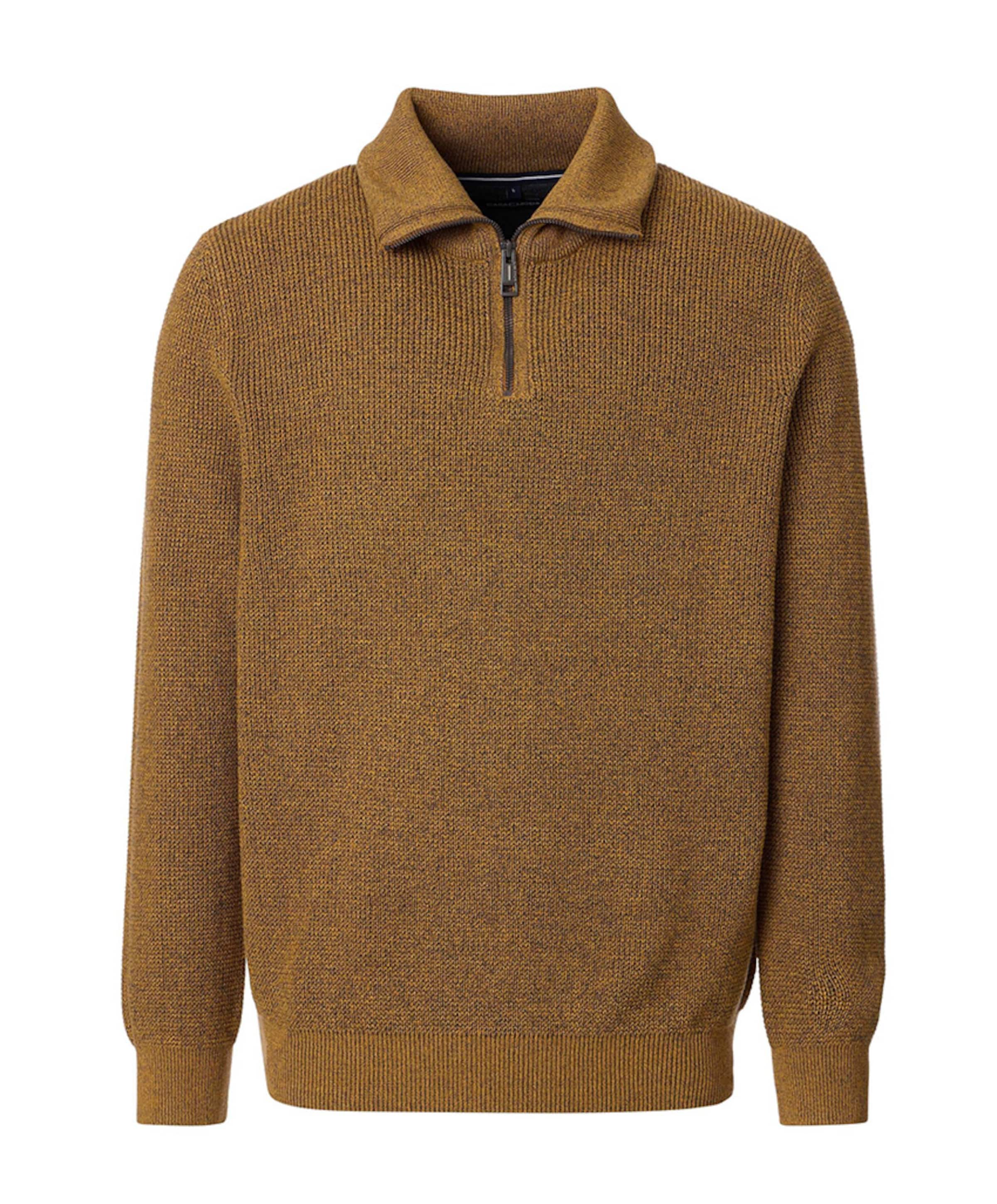 Heren trui met rits geel