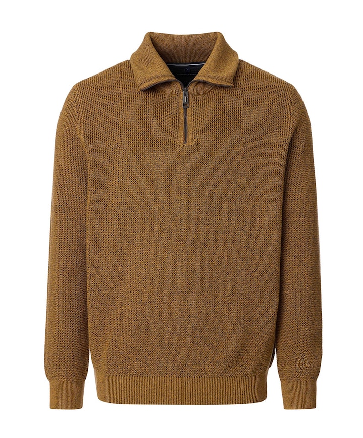 Heren trui met rits geel