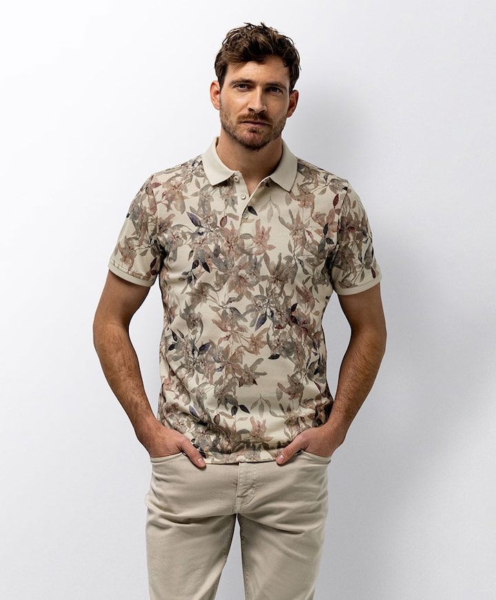Heren polo beige