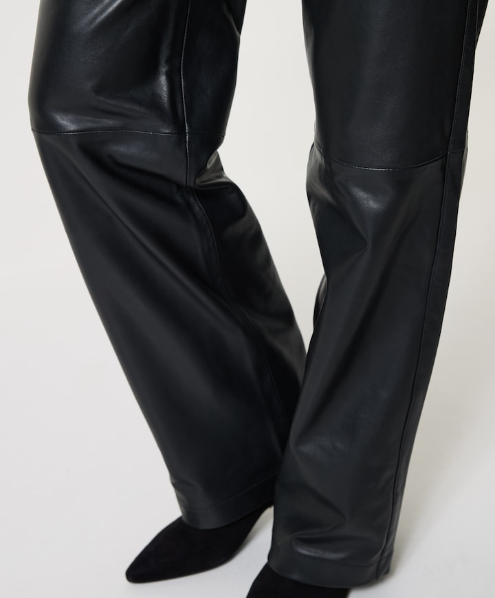 Straight Leather Pants dames broek zwart