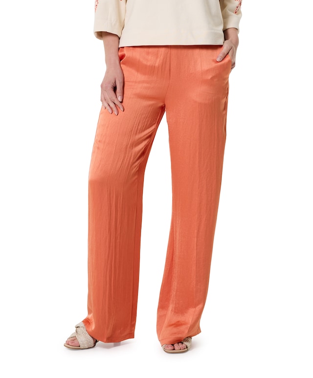 QUINTY: Trousers satin viscose broek oranje